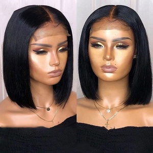 Factory <strong>Cheap</strong> Price 13x6 False Scalp Pre Plucked Brazilian Human Hair Short Bob Straight Lace Front <strong>Wigs</strong> - Product Image 2