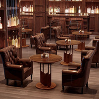Set da Bar con Divano, Tavolo, Sedia Americana Tiger, Bancone per Bar, Caffetteria e Sala da Pranzo in Stile Retrò