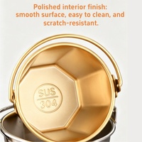 Seau à glace octogonal portable de luxe en acier inoxydable 304 doré avec poignée pour champagne et vin, idéal pour bars et fêtes