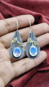 Pendientes Elegantes de Plata de Ley 925 con Ópalo de Fuego, Joyería Vintage Boho, Mejor Precio 2025 - Product Image 4