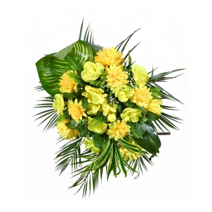 <b>Artificial</b> Yellow Flower <b>Bouquet</b> with Tropical Green Leaves Decorative Floral Arrangement for Home Decor - Product Image 1