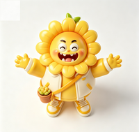 Figurine de collection personnalisée en PVC et ABS, motif tournesol de dessin animé, statue d'art fabriquée en Chine, OEM sur mesure pour la vente en gros aux marques