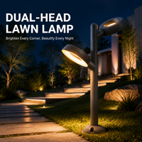 Lampu Bollard LED Siluet Arsitektural Kepala Ganda Dapat Diputar 3000K 24W untuk Taman dan Jalur Jalan