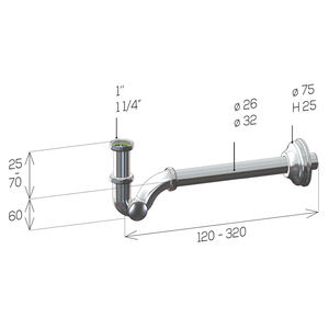 กาลักน้ำ S-SHAPED พร้อมท่อระบายน้ำและดอกกุหลาบ1 "1/4 Ø 32X250สำหรับน้ำยาทำความสะอาดท่อระบายน้ำ - Product Image 3