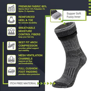 Chaussettes thermiques en laine mérinos personnalisées pour le <span class=keywords><strong>ski</strong></span>, la randonnée et l'escalade avec un rembourrage maximal anti-ampoules - Product Image 4
