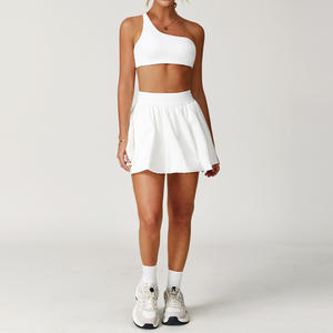 2024 yeni kadın bir omuz spor sutyen egzersiz tenis etekler şort hafif dahili yelekler aktif setleri tenis aşınma - Product Image 6