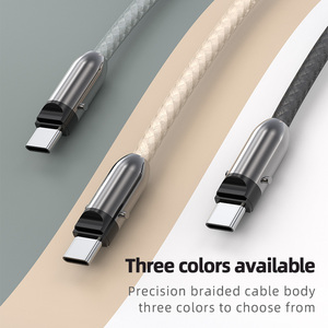 30cm 120cm bện dây buộc 2 trong 1 với Keychain pd27w đôi c60w sạc nhanh 480Mbps truyền dữ liệu cáp cho điện thoại phổ - Product Image 4