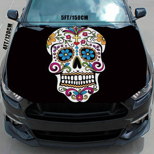 Funda para Capó <span class=keywords><strong>de</strong></span> Coche con Diseño del Día <span class=keywords><strong>de</strong></span> los Muertos Mexicano, 120x150cm, Bandera para Motor Delantero en Material <span class=keywords><strong>de</strong></span> Poliéster - Product Image 1
