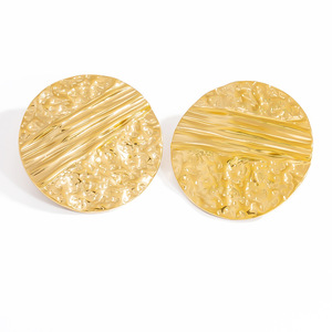 Stainless Steel <b>Stud</b> Earrings 18K Gold Plated <b>Titanium</b> Steel Geometric Texture Design For Women Fashion Jewelry - Product Image 5