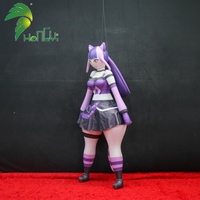 HongYi Poupée gonflable de personnage de dessin animé, fille gonflable de personnage de bande dessinée, fille à oreilles de chat violettes