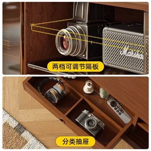 Mueble de TV de Madera Maciza de Estilo Nórdico, 1.8m 2.0m 2.2m, Mueble de Almacenamiento para Sala de Estar, Diseño Retro Vintage - Product Image 2