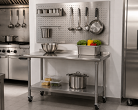 Table de travail en acier inoxydable 430 robuste et personnalisable avec roulettes et pare-éclaboussures pour cuisine commerciale – Vente chaude usine à prix réduit