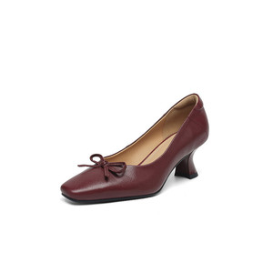 Cialisa personnalisé en cuir véritable de haute qualité femmes pompes 2025 automne mode papillon-<span class=keywords><strong>noeud</strong></span> bout carré robe chaussures à talons hauts nouveau - Product Image 6