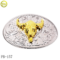 Boucle de ceinture de cowboy de haute qualité, personnalisée, en métal doré, style western, accessoire de ceinture en cuir, boucle à clip en métal, vente en gros