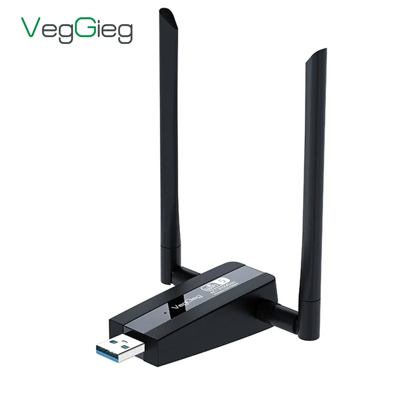 Veggieg ตัวรับสัญญาณ WiFi ขนาดเล็ก1300M 5GHz อะแดปเตอร์รับ USB อะแดปเตอร์เครือข่าย5G สำหรับแล็ปท็อปพีซี