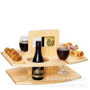 Wooden outdoor picnic <b>tray</b>, portable beverage rack, fruit and snack multi-tiered food <b>storage</b> rack - Product Image 5