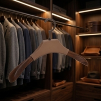 Cintre de luxe en bois massif rembourré en cuir, antidérapant, simple niveau, pour armoire domestique, magasin de vêtements, salle de bain, costumes et manteaux pour hommes