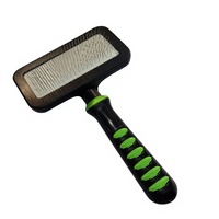 Brosse de toilettage pour chats avec manche ergonomique violet écologique en acier inoxydable et plastique et tête rectangulaire noire
