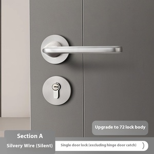 Cerradura de puerta de dormitorio interior moderna para el hogar, maniquí de madera con división magnética silenciosa, maniquí de alambre de níquel, mango BAGB contemporáneo - Product Image 6