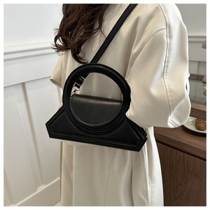 Großhandel Pu Leder runden Griff Casual Handtaschen Pure Color Trapez Tasche Frauen Kleine Sling Umhängetaschen für Mädchen - Product Image 6