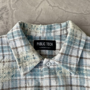 Camisa Oversize a Cuadros Azules con Mangas Bordadas de Alta Calidad Personalizada OEM/ODM para Hombre - Product Image 2