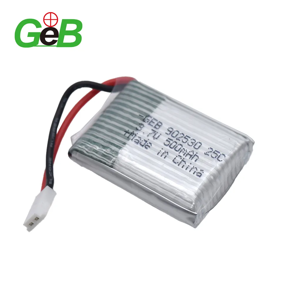 1000 Cycle GEB 902530 500mAh 3.7V 25C Lipo Battery RC Drone Lithium Polymer Batteries 30C High Rating 3.7V Rechargeable Battery