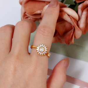 Moda girasol anillo giratorio mujer luz lujo todo simple alivio de la ansiedad - Product Image 5