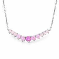 Collier Cascade Ombré en Opale Rose Gemnel Couleurs Personnalisées, Chaîne Câble en Argent 925 Plaqué Or 18K