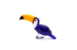 Petite figurine de toucan en verre soufflé à la main, bleu et jaune, sculpture animale, décoration artistique, style Murano, fabriquée au Rajasthan - Product Image 2