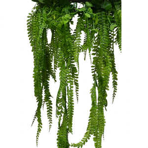 Artificial Hanging Basket with Green Fern Leaves and Decorative <b>Flowers</b> Indoor Outdoor <b>Wall</b> Balcony Garden Decor - Product Image 4