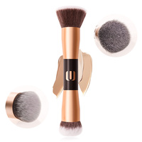 Pinceau cosmétique synthétique double embout personnalisé pour fond de teint et contouring, applicateur 2-en-1