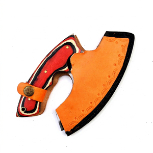 Cuchillo Ulu de Acero Inoxidable Hecho a Mano por Sheikh Enterprises, Mango de Madera Pakka, Hoja de Punta Caída para Cocina Industrial, Bricolaje y Picado - Product Image 3