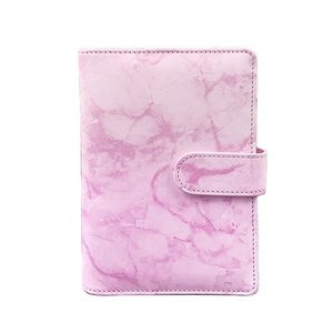 A6 marble PU leather 6-ring binder spiral notebook agenda planner organizer stationery cash envelope budget system binder