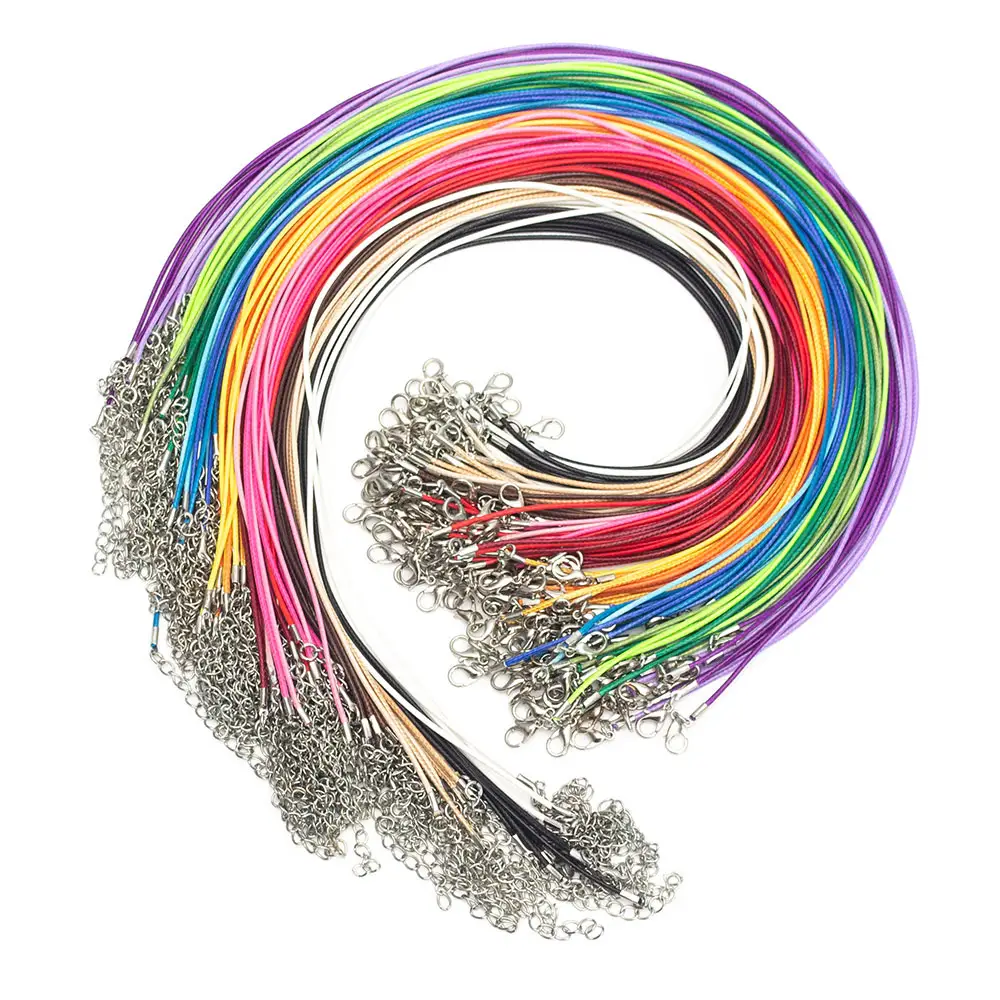 1.5mm/18in leather cord lobster buckle Customer multicolour Waxed Necklace Cord jewelry making supplies jewelry accessories