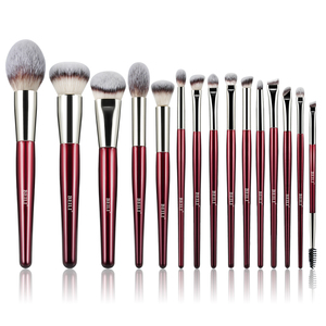 Beili – ensemble de pinceaux de maquillage, 10 pièces, poils synthétiques, manche rouge, pinceaux pour le visage et les yeux, pinceaux cosmétiques professionnels avec emballage - Product Image 3