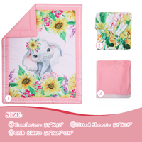Ensemble de literie pour lit de bébé éléphant, comprend une jupe de lit rose, une couette de lit de bébé, un drap-housse, un couvre-lit doux en tournesol pour la crèche