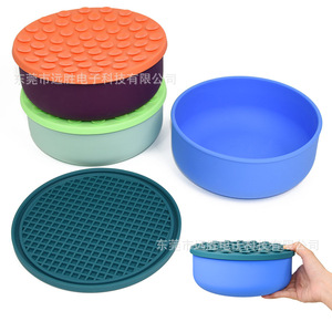 Bol pour animaux de compagnie en silicone avec couvercle à ventouse, qualité alimentaire, bol pour chien et chat à alimentation lente, forme arrondie 210x210x84mm - Product Image 3