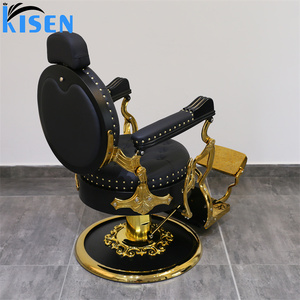 KISEN Barber <b>Chair</b> Modern Faux <b>Leather</b> Hydraulic Adjustable Height Traditional Salon Furniture Round Base Commercial Use - Product Image 5