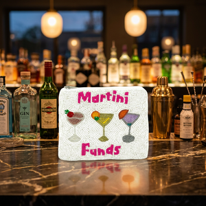 Pochette zippée perlée écologique Martini Funds, broderie artisanale en coton, forme rectangulaire, pochette cocktail, étui cadeau pour fête - Product Image 3