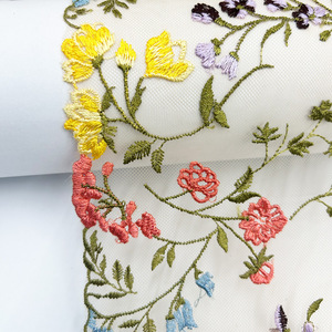 19cm Hot <strong>3D</strong> Multi-<strong>color</strong> Floral Embroidery <strong>Lace</strong> Trim for Underwear Bra <strong>Net</strong> Silk Clothing Accessories Applique Fabric - Product Image 4