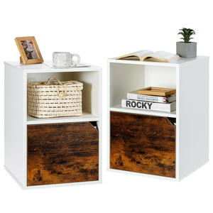 DB <b>Set</b> of 2 Smart Nightstands Modern Antique <b>Side</b> End <b>Table</b> for Living Room Accent Bedside Cabinet for Apartment Hospital Use - Product Image 2