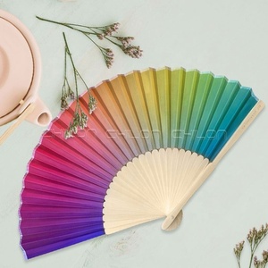 Ventilador de mano plegable de papel de bambú impreso personalizado promocional - Product Image 2