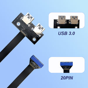 Cable de Extensión USB 3.0 Doble USB-A Hembra a Interno de 19/20 Pines - Product Image 2