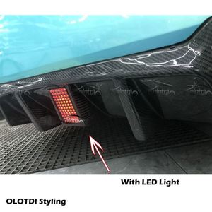 V Style Carbon Fiber <b>Diffuser</b> Rear Lip Bumper Winglet Splitter Fins Spoiler with <b>LED</b> for BMW F10 M5 - Product Image 3