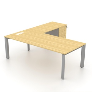 <span class=keywords><strong>Bureau</strong></span> de direction en forme de L de haute qualité avec <span class=keywords><strong>plateau</strong></span> en mélamine couleur <span class=keywords><strong>bois</strong></span> clair et pieds métalliques durables, avec extension latérale pour <span class=keywords><strong>bureau</strong></span> - Product Image 1