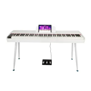 BDMUSIC keyboard piano elektronik 88 tombol, dengan palu dan MIDI, gaya kayu