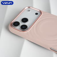 VAWI S038 Coque Originale Magnétique en Silicone Liquide pour iPhone 17 16 15 Pro Max Housse Mobile avec Cadre Métallique
