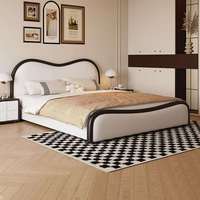 Ensembles de lits modernes en cuir blanc 2026 à prix abordable, en bois, avec rangement, pour chambre à coucher, tailles double et queen, matelas souple