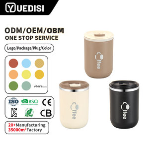 YUEDISI Nuevo Diseño, <span class=keywords><strong>Taza</strong></span> de Café de Acero Inoxidable de 500 ml con Doble Compartimiento para Bebidas, <span class=keywords><strong>Taza</strong></span> de Viaje con Pajita - Product Image 1