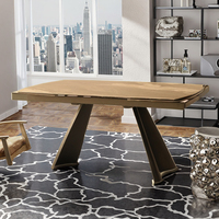 Table à manger rectangulaire en verre trempé au design moderne et luxueux, extensible et pliable, 8 places, pour usage hôtelier